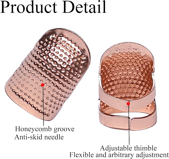 J.CARP 4Pcs Sewing Thimble, Metal Rose Gold Color Sewing Thimble Finger - Image 3
