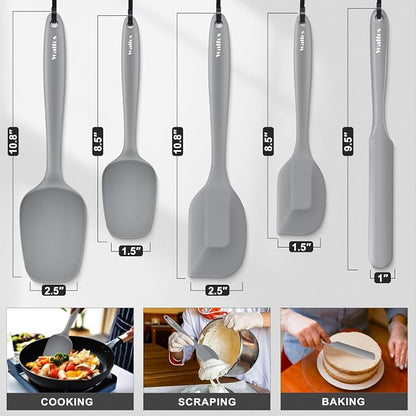 Walfos Silicone Spatula -5 Pieces Heat Resistant Kitchen Spoon Spatulas（600°F) - Image 4