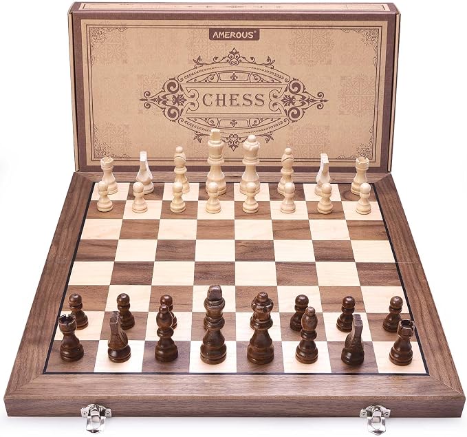 AMEROUS 15 Inches Magnetic Wooden Chess Set - Image 8