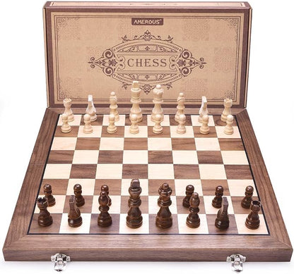 AMEROUS 15 Inches Magnetic Wooden Chess Set - Image 8