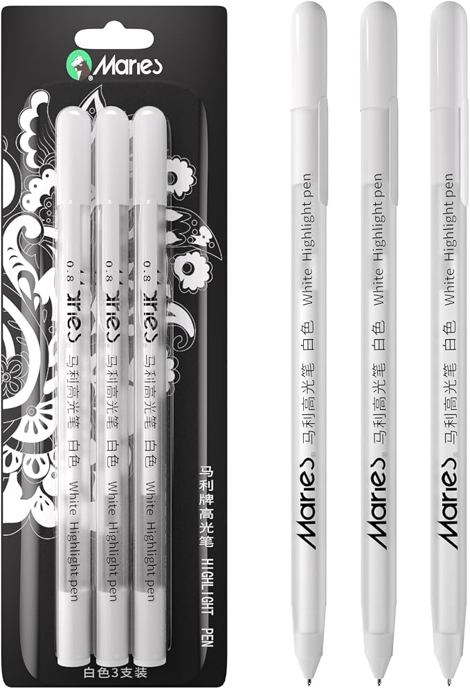 RVOGJP White Gel Pen Set, 3 Pack, 1mm Gel Ink Pens Opaque White Archival Ink by RVOGJP%C2%AE