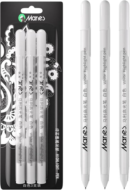 RVOGJP White Gel Pen Set, 3 Pack, 1mm Gel Ink Pens Opaque White Archival Ink by RVOGJP%C2%AE