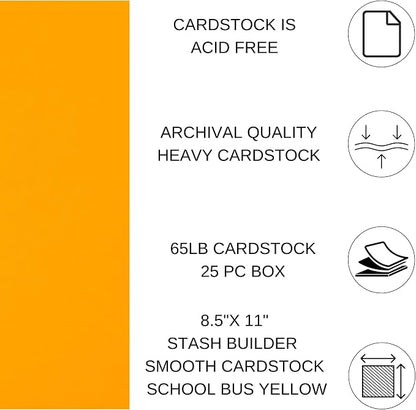 PA Paper Accents Stash Builder Cardstock 8.5" x 11" School Bus Yellow, 65lb - Image 2