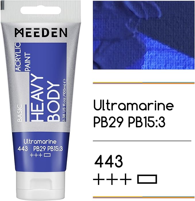 MEEDEN Acrylic Paint Ultramarine Blue: 100ml/3.38oz Heavy Body Acrylic Paint - Image 2