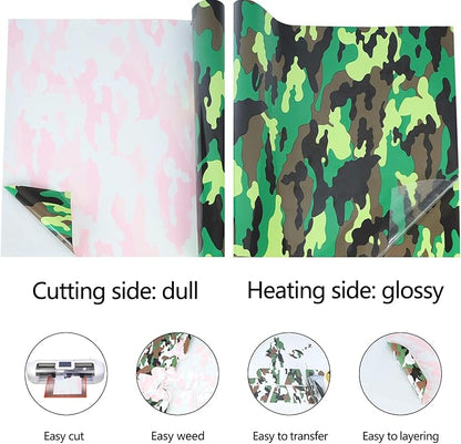 Guangyintong Camouflage Green Heat Transfer Vinyl HTV Rolls, Stretchy Thin Soft - Image 5