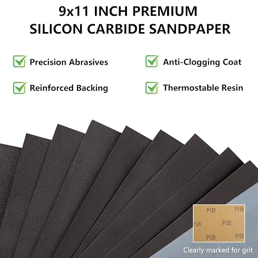 5000 Grit Sandpaper, 9 x 11 Inch Wet Dry Sand Paper Hand Abrasive Sanding Sheets - Image 3
