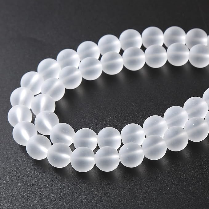 45pcs 8mm Frost White Crystal Glass Beads - Image 4