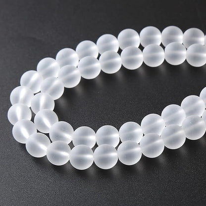 45pcs 8mm Frost White Crystal Glass Beads - Image 4