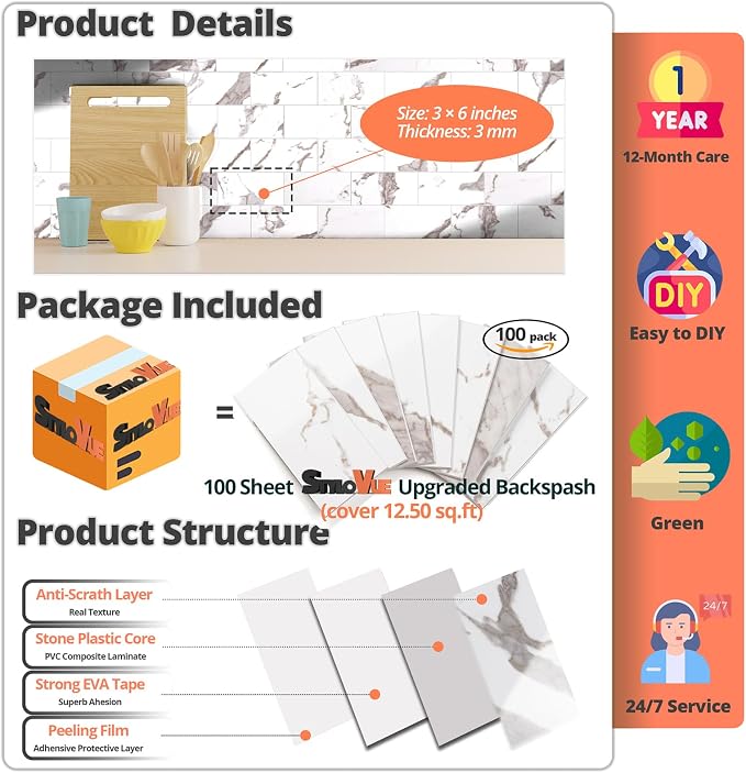 100 Pieces Peel and Stick Backsplash - Image 4