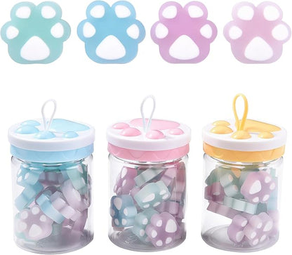 HILAZA 54Pcs Cat Paw Erasers for Kids, Fluorescent erasers, Kawaii Jelly Pencil by HILAZA