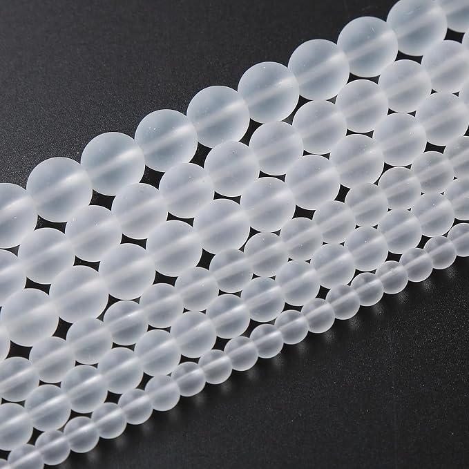 45pcs 8mm Frost White Crystal Glass Beads - Image 2