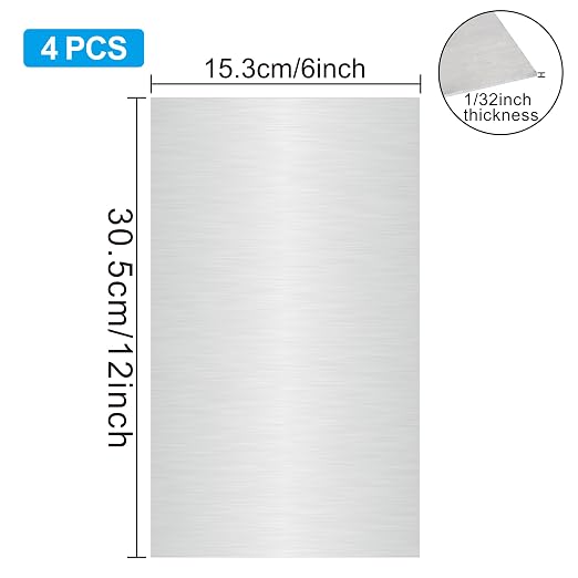 4PCS 6”x12”x1/32” 304 Stainless Steel Sheets Plate 304 Metal Stainless Steel - Image 2