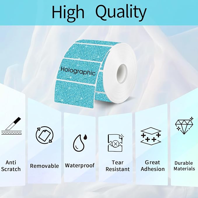 3x2 Inch Holographic Thermal Labels Stickers, Glitter Waterproof Direct Thermal - Image 3