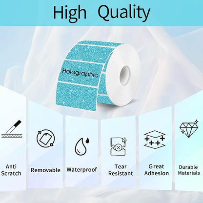 3x2 Inch Holographic Thermal Labels Stickers, Glitter Waterproof Direct Thermal - Image 3