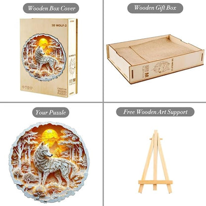Wooden Puzzles for Adults, 3D Wolf Wooden Puzzles 290 Pieces, Unique Animal - Image 4
