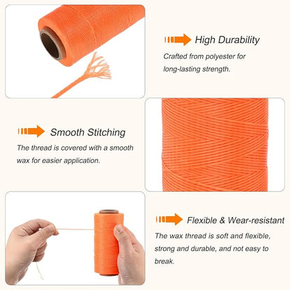 MECCANIXITY Waxed Thread, 284 Yard 0.8mm 150D Flat Wax Thread Polyester Waxed - Image 3
