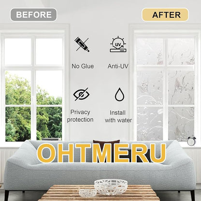 Window Privacy Film Decorative for Front Door, Bathroom Static Cling Stained - Image 3