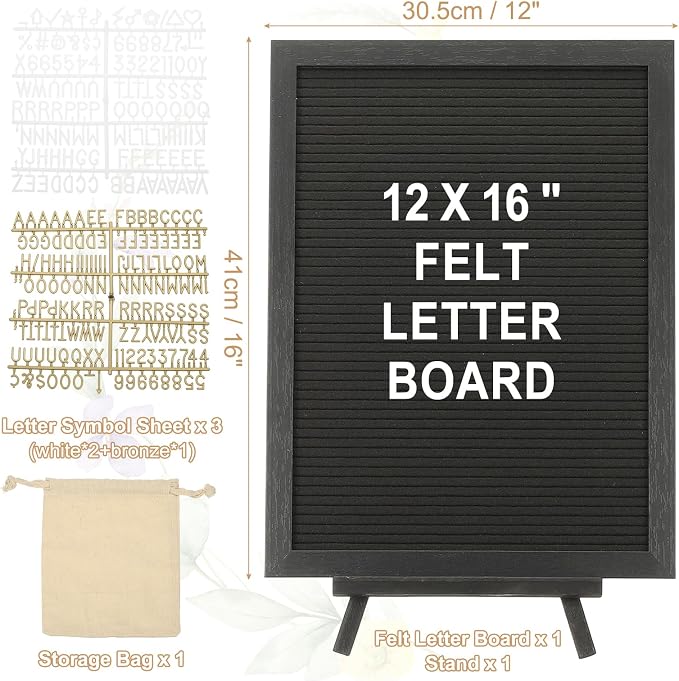 PATIKIL Felt Letter Board, 12x16Inches Black Wooden Changeable Message Board - Image 2
