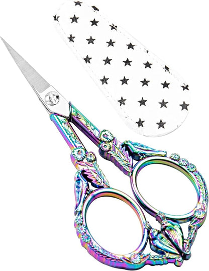 Small Embroidery Scissors with Cover -Cute and Comfortable handles with Sturdy by GLEXAL