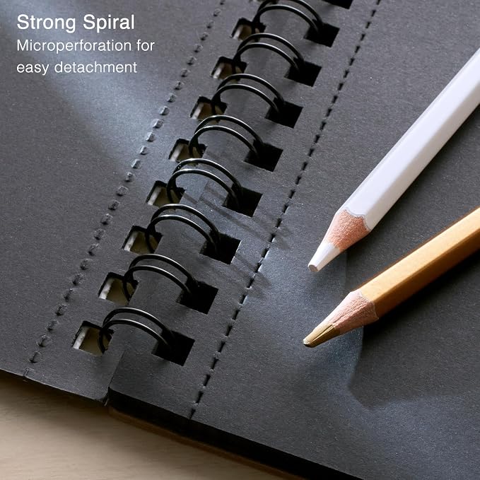 ARTISTIC EYE 9x12 Premium Black Paper Pads, Spiral Bound Sketchbook, 70 Sheets - Image 4