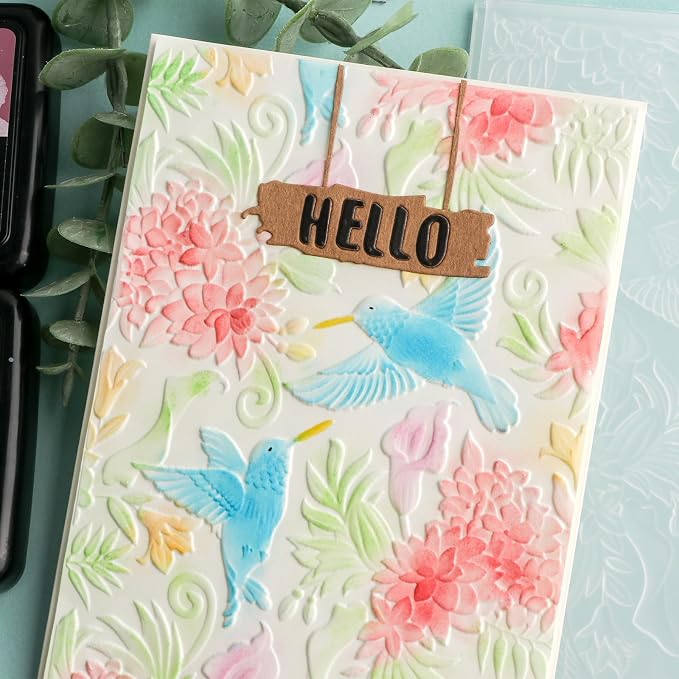 BAOFALI 3D Hummingbird and Flowers Embossing Folders - Image 4