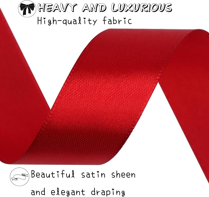Deep red Solid Satin Ribbon 1 Inch 25 Yards Solid Polyester Fabric Ribbon - Image 4