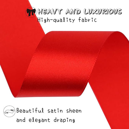 Red Solid Satin Ribbon 1-1/2 Inch 25 Yards Solid Polyester Fabric Ribbon - Image 4