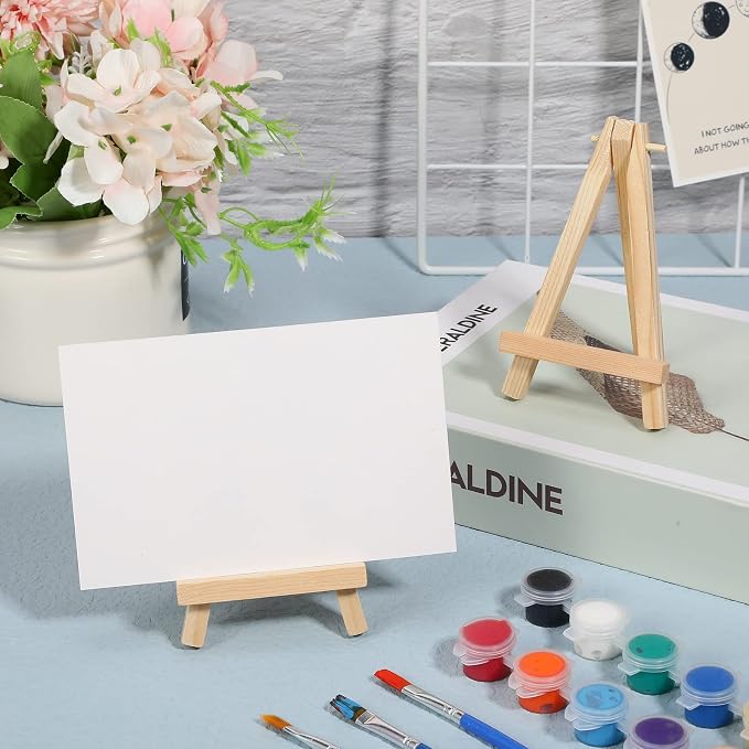 40 Pack 5 Inch Mini Wood Easel Stand Mini Wood Display Easel Wooden Tripod - Image 5