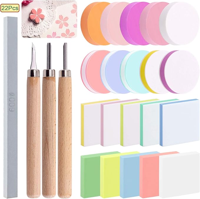 Keadic 24 Pieces Block Printing Starter Tool Kit, Rubber Stamps Making Set by Keadic