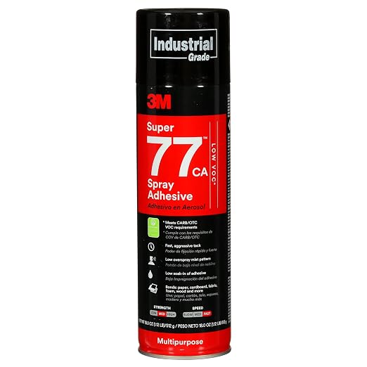3M Super 77 Multipurpose Permanent Spray Adhesive Glue, Low VOC, Net Wt 18 oz by 3MIndustrial