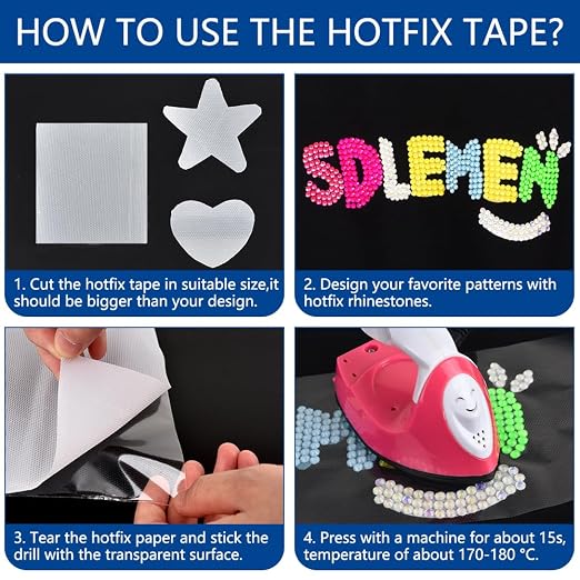 Blinginbox Hotfix Tape, Hot Fix Rhinestones Transfer Film Paper Iron on - Image 4