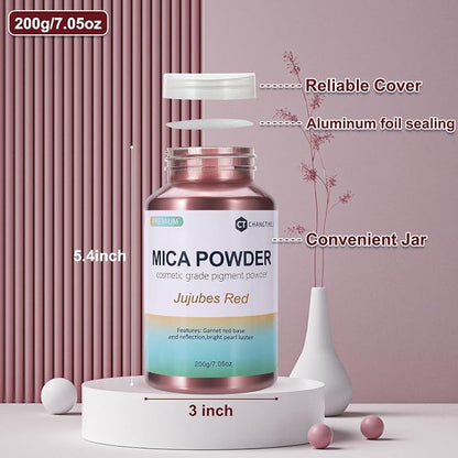 Mica Powder, 7.05OZ（200g）, Jujubes Red Mica Powder Pigment - Image 3