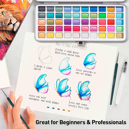 Watercolor Paint Set 100 Colors botkc Travel Water Colors kit - Image 4