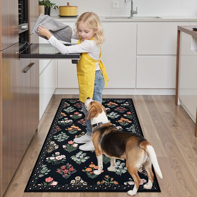 Wonnitar Washable 3x5 Area Rug, Floral Print Rugs - Image 6