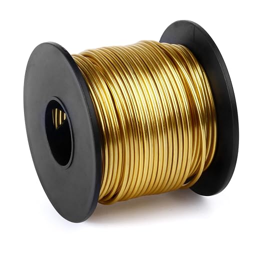 Aluminum Craft Wire, 75 Feet 1.5mm/ 16 Gauge Gold Bendable Soft Metal Aluminum by Cadikez