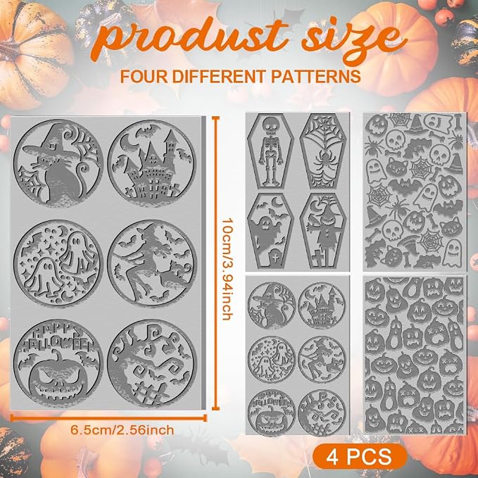 4PCS Halloween Polymer Clay Texture Sheets Set - Image 2