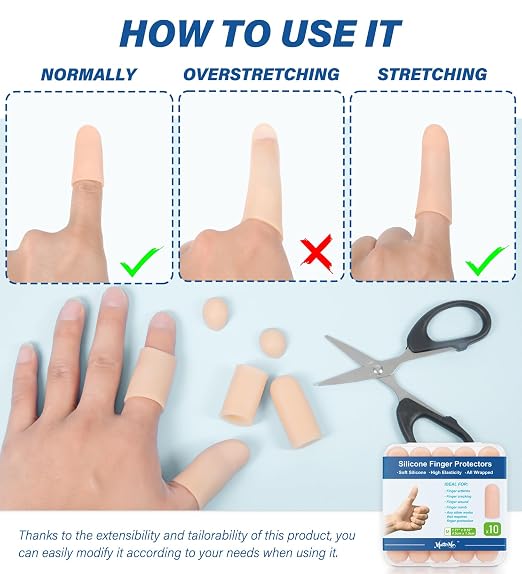 MasterMo Gel Finger Cots Protectors, Silicone Fingers Covers Bandages Caps - Image 5