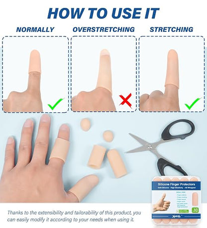 MasterMo Gel Finger Cots Protectors, Silicone Fingers Covers Bandages Caps - Image 5