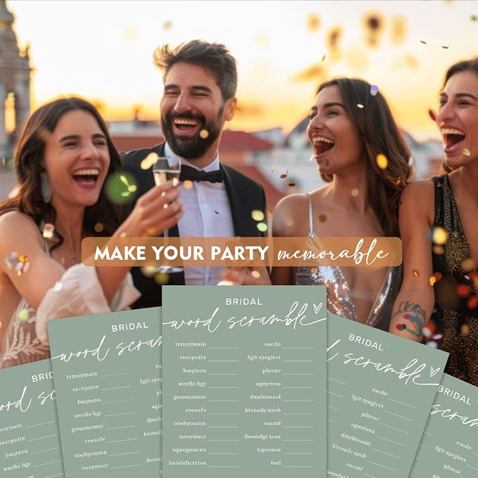 Bridal Shower Games Cards, Bridal Word Scramble, 25 Game Cards - Image 6