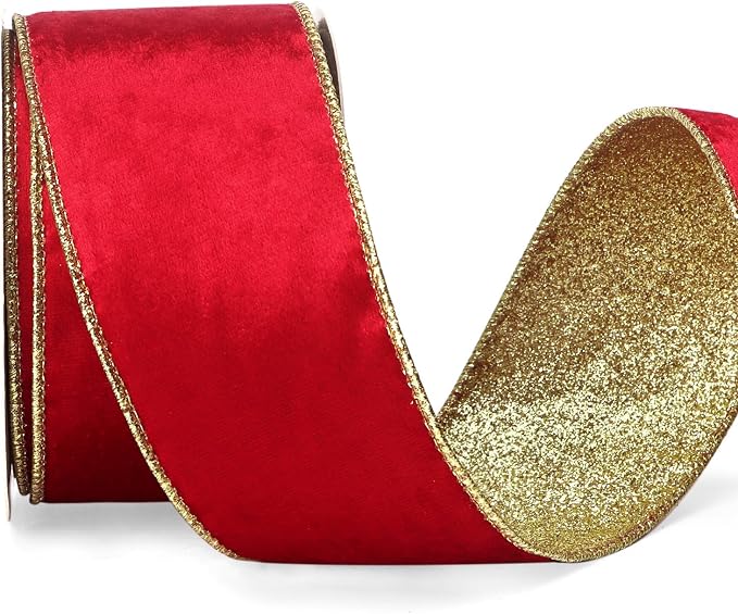 Ribbli Red Velvet Wired Ribbon 2.5 Inch Red Velvet by Ribbli