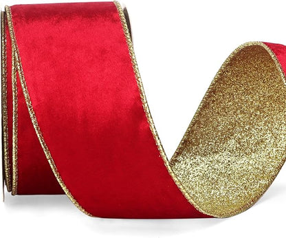 Ribbli Red Velvet Wired Ribbon 2.5 Inch Red Velvet by Ribbli
