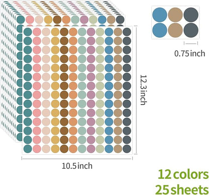 REGELETO Boho 4200 PCS 0.75 Inch 12 Colors Round Colored Dot Stickers - Image 3