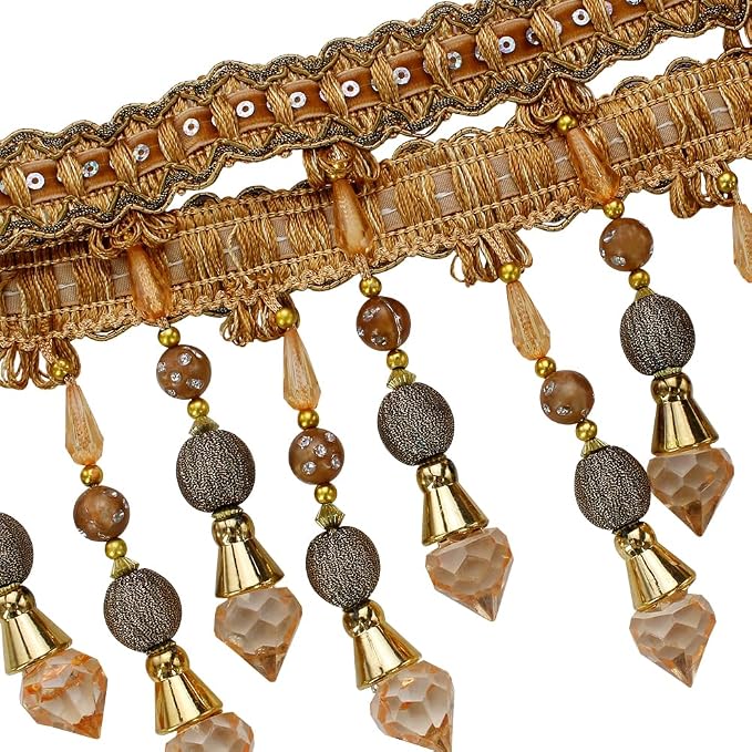 3yards Beading Fringe Trimming Long Beads Tassel Curtain Trim Ribbon Trim - Image 2