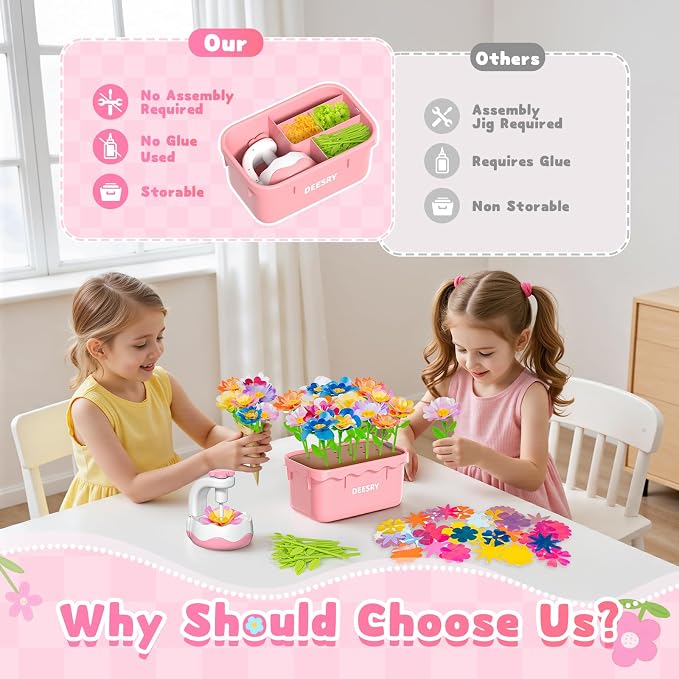 Deesry Fabric Flower Bouquets Toys, DIY Flower Craft Kits Year, Flowers Market - Image 3