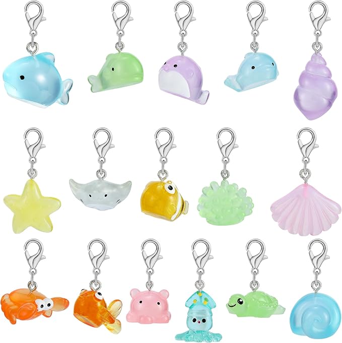 BEEFLYING 16Pcs Marine Animal Stitch Marker Charms by BEEFLYING
