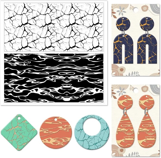 CHGCRAFT Natural Texture Polymer Clay Texture Sheets Cracks Water Pattern by chgcraft