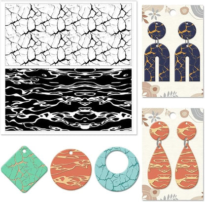 CHGCRAFT Natural Texture Polymer Clay Texture Sheets Cracks Water Pattern by chgcraft