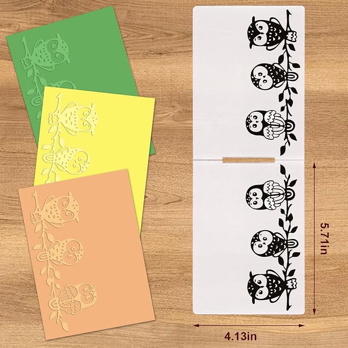 Threetols 3-D Textured Impressions Embossing Folder, Owl Background Embossing - Image 2