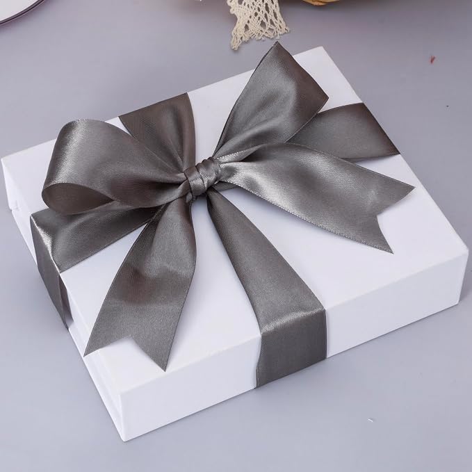 1 1/2 Inch Steel Gray Solid Satin Ribbon, 50 Yards Craft Fabric Ribbon - Image 4