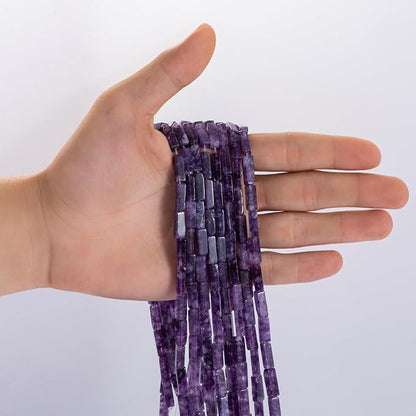 Natural Amethyst Rectangle Tube Beads 4x13mm 38cm/str Loose Semi Gemstone Stone - Image 2